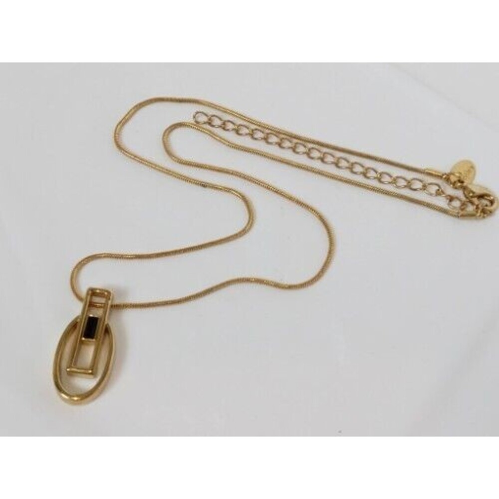 Lia Sophia Pendant Necklace Goldtone With Black Stone - 15- 18in - Picture 6 of 7